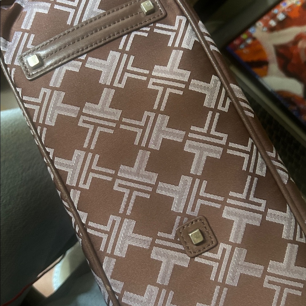 TUMI Maroon Patterned Canvas Laptop Bag - Picture 14 of 14